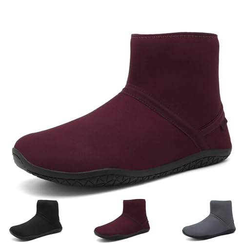 Wizshoe barfußschuhe damen und herren flach gefüttert übergangsstiefel rot 40EU