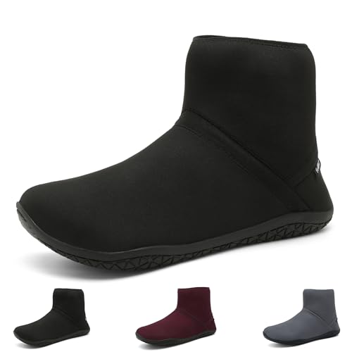 Wizshoe barfußschuhe gefüttert winterstiefel schwarz damen herren 37EU