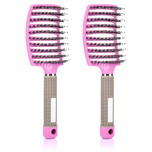 wet brush haarbürste 2pcs anti-verheddern entwirren nass trocken spiralbürste rosa