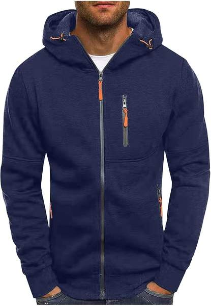 personalisierte hoodie herren mit reißverschluss, kapuzenjacke freizeit langarm