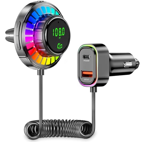 bluetooth 5.3 adapter auto, eteliar fm transmitter mit pd 30w und qc3.0 auto ladegerät