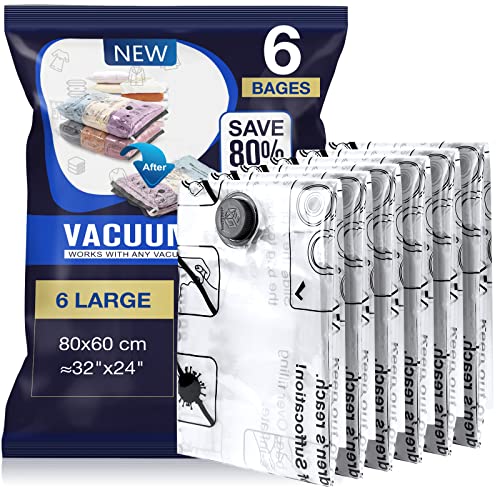 vakuumbeutel accenter für kleidung und bettdecken, 6 stück 80x60 cm, platzsparend