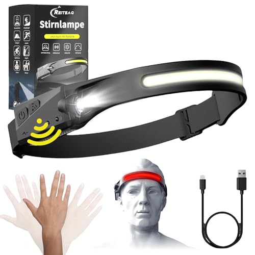 led kopflampe wiederaufladbar 230 weitwinkel rotlicht sensor wasserdicht jogging hüten
