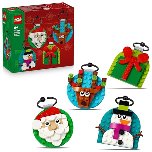 LEGO Christbaumanhänger Set - Weihnachtsmann, Schneemann, 4 Tannenbaum Deko 40744