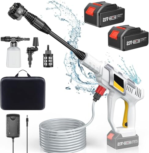 akku hochdruckreiniger 970 psi 6-in-1 düse 2 akkus 5m schlauch wasserfilter