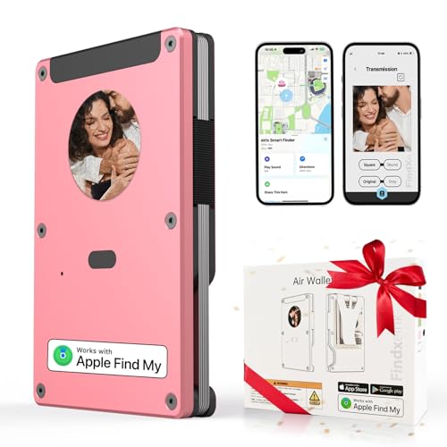 rfid-kreditkartenetui aluminium slim wallet, geldbörse mit e-ink custom text (rosa)