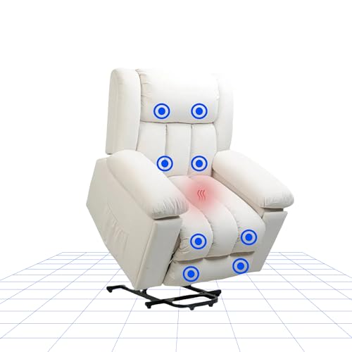flexispot relaxsessel mit massage und heizung, aufstehsessel mit becherhalter, weiß