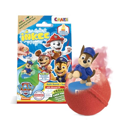 badebombe kinder inkee surprise paw patrol, 80g mit cola-gummi duft, schaum-effekt