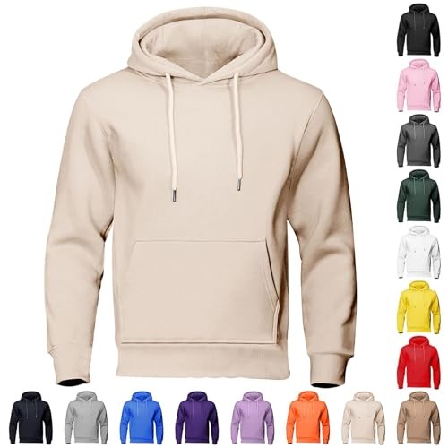 Herren Hoodie Oversize Kapuzenpullover Einfarbig Sweatshirt Longsleeve Y2K