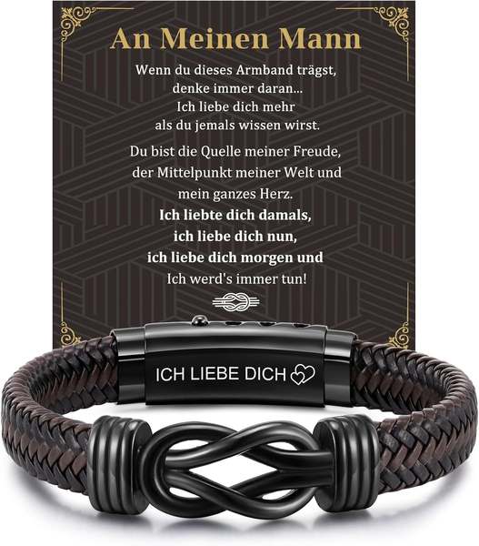 Lederarmband mit Gravur für Männer - Geschenke für Ehemann Freund Valentinstag