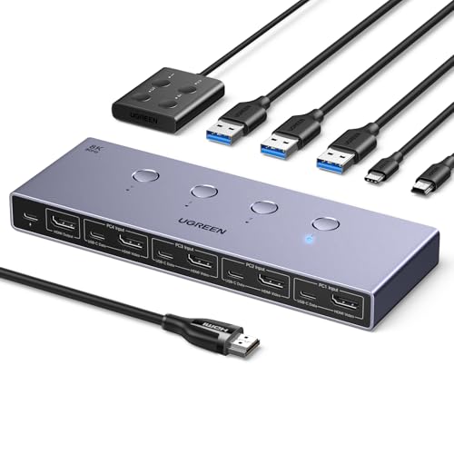 Produktbild: hdmi 2.1 kvm switch ugreen 55397 4x in 1x out 8k 60hz 4k 240hz usb 3.0