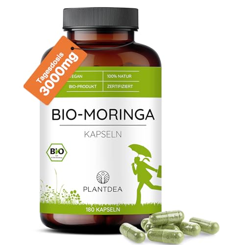organic moringa kapseln 3000 mg täglich 180 stück laborgetestet vegan plantdea