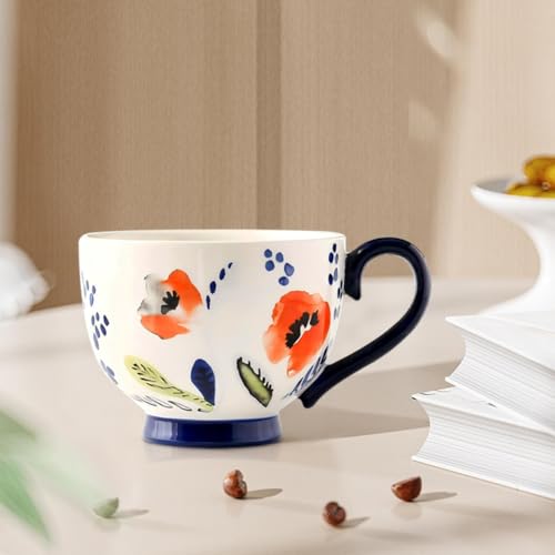 DiiWmme Kaffeetassen aus Keramik 450 ml, handgefertigte Teetassen für heiße Getränke