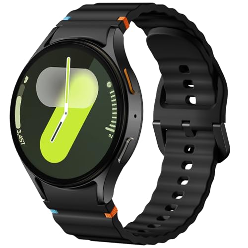 dirrelo armband für samsung galaxy watch 7 6 5 4 fe, weich silikon sportband 40mm 44mm, dunkelschwarz