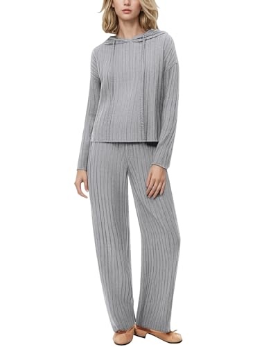efogep damen lounge set kapuzenpullover und hosen 2-teilig grau l joggingset loungewear