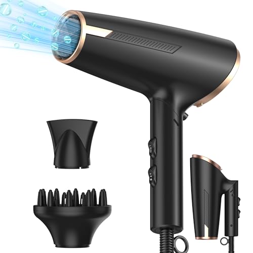 Produktbild: haartrockner 1800w klappbar mit diffusor reisefön schnell trocknend schwarz