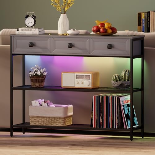 lvifur konsolentisch flurtisch mit schubladen und usb ladestation 100 x 30 x 80 cm