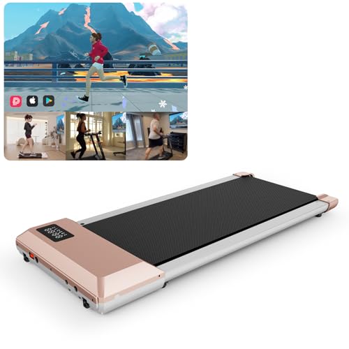 mjww walking pad raceable, mini laufband für zuhause mit app steuerung bis 136kg