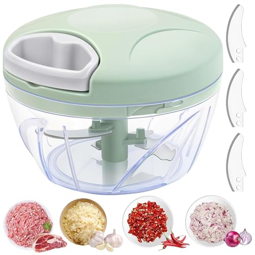 Hshenjhu gemüseschneider manuell 500 ml zwiebelschneider mit seilzug für obst, nüsse, knoblauch