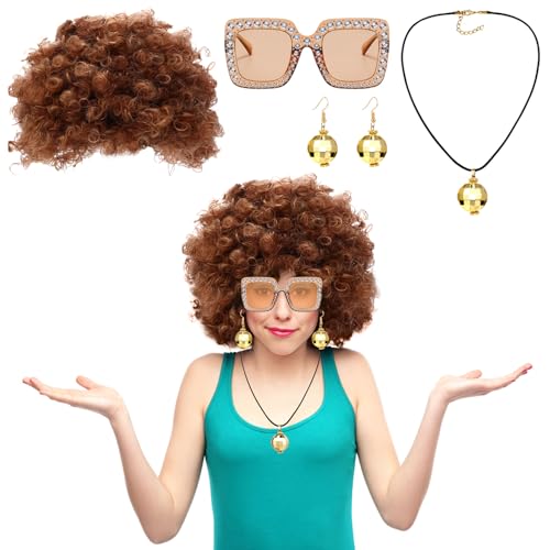 bseical afro perücke karneval kostüm damen accessoires 70er 80er jahre rocker outfit