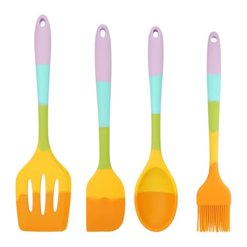 silikon spatel set 4 stück, silikonlöffel, silikonpinsel, spülmaschinenfest, hitzebeständig, bpa frei, für küche