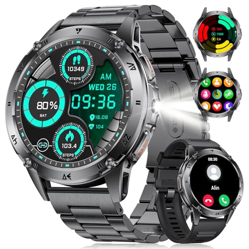 lig military smartwatch männer, 1.43 zoll amoled, 110+ sportmodi, ip68 wasserdicht
