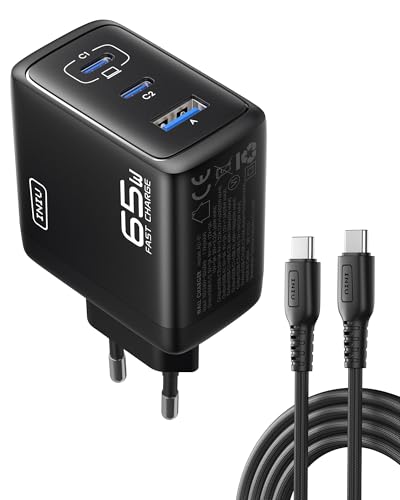 65 W usb c charger INIU, 3-in-1 schnellladeadapter mit usb-c kabel für laptop, tablet, iphone, samsung
