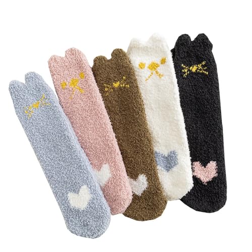 porupael 5 paar kuschelsocken damen warm, flauschige plüsch haussocken