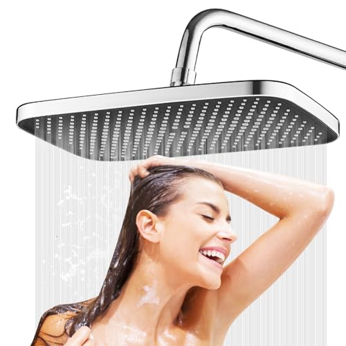 Umllpet Regendusche Duschkopf 14 Zoll, 360 verstellbar, quadratisch, Silber