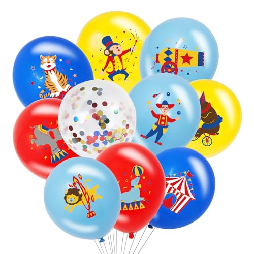 karneval deko luftballons 20 stk zirkus ballon rot blau gelb mit konfetti für party dekoration