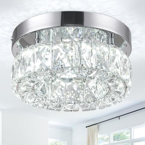 leontyne kristall deckenlampe led rund 16w k9-kristall edelstahlrahmen 20cm für küche flur kleiderschrank eingangsbereich