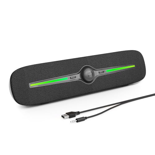 Produktbild: souion r90 pc lautsprecher mit bunten led-lichtern, usb und aux soundbar für laptop