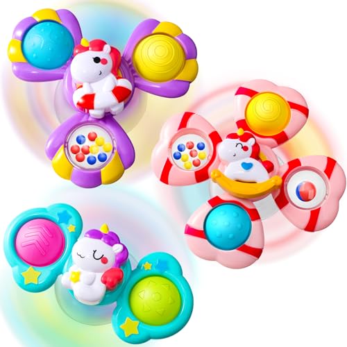 saugnapf spielzeug baby einhorn spinner badewannenspielzeug ab 3 monate mit glocke