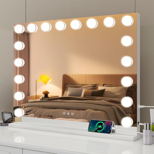 eklipt make-up spiegel mit beleuchtung 80 x 60 cm hollywood spiegel 18 led licht