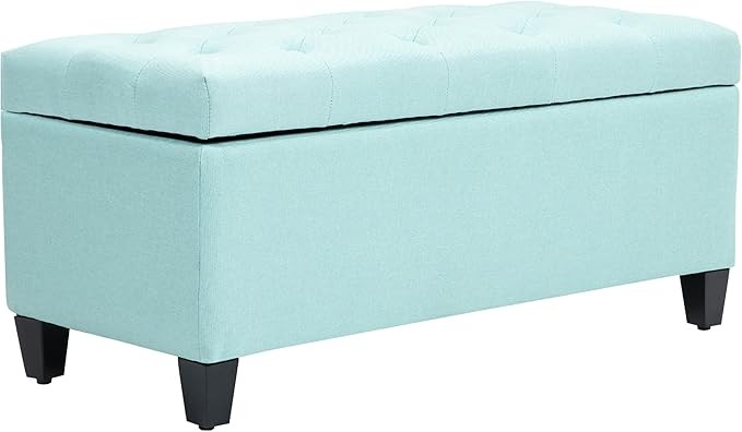 HOMCOM Sitzbank mit Stauraum, Polsterbank Leinenoptik, Truhenbank 100x40x44 cm Grün