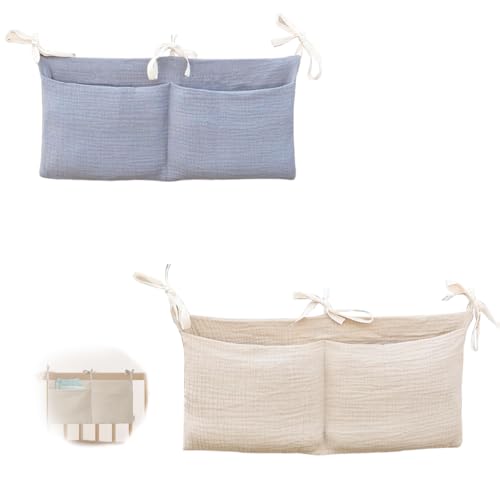 babybett-organizer zum aufhängen, 2 stück, grau und khaki, kinderzimmer-hängebett-organizer