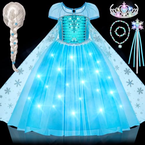 Produktbild: vamei kostüm mädchen eiskönigin elsa kleid mit zauberstab krone perücke 130