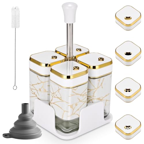 tdsyds gewürzgläser set 120ml eckig mit streueinsatz und regal, 4 stück