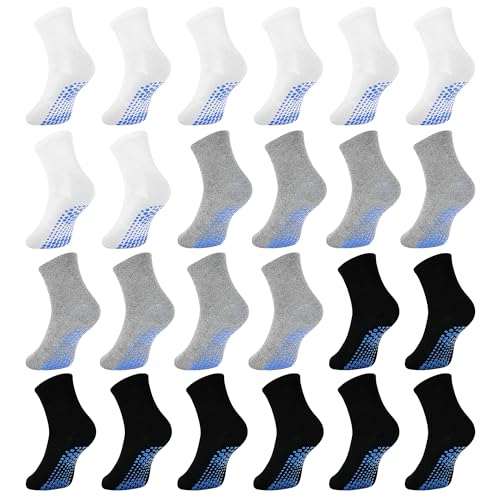 decovici stoppersocken kinder rutschfest abs 24 paar 1-7 jahre schwarz hellgrau weiß