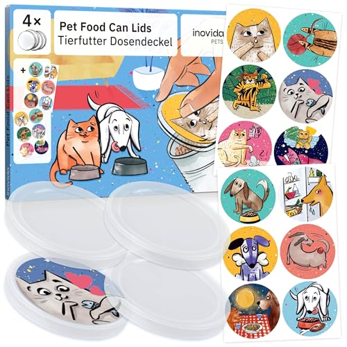 inovida dosendeckel für katzenfutter und hundefutter, 4 deckel, 200g und 400g, BPA frei