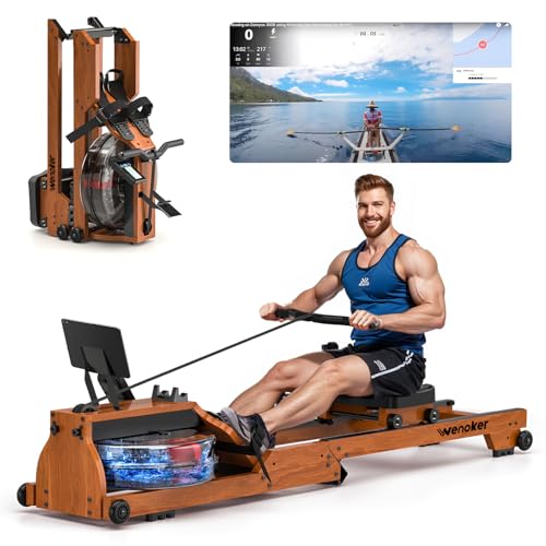 Produktbild: wenoker rudergerät wasser klappbar aus massivholz mit bluetooth display, max 150kg
