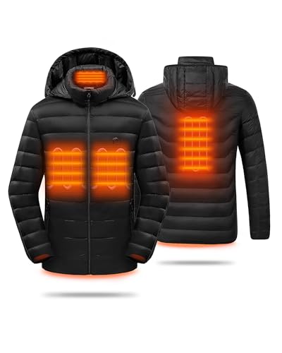 beheizbare jacke hewinze für männer und frauen, pufferjacke akku 5V 10000mAh, winterjacke outdoor hunting camping