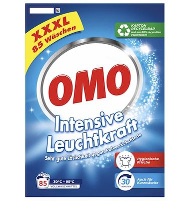 omo waschpulver xxxl 85 waschladungen für 11 euro statt 15 euro