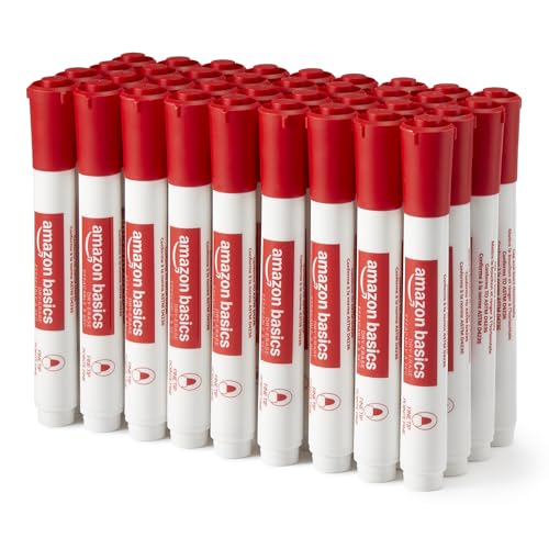 amazon basics whiteboard-marker rot, geruchsarm, trocken abwischbar, 36 stück