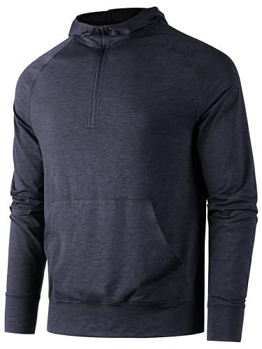 ueeko herren hoodie oversized mit 1/4-zipper, atmungsaktiv, kohleschwarz, size l