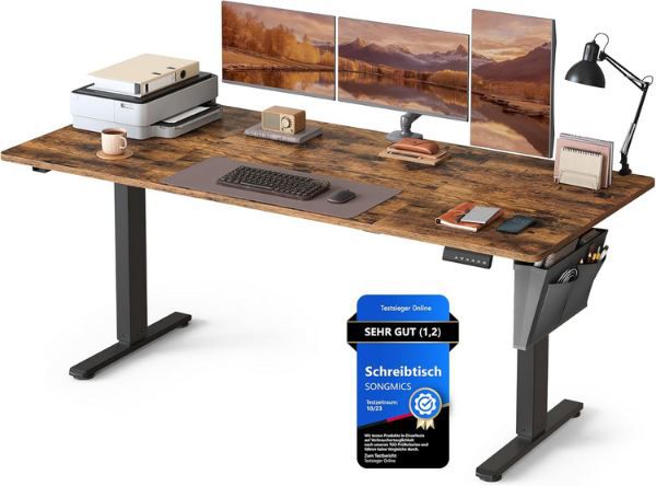 songmics höhenverstellbarer schreibtisch 180 x 80 cm schwarz 149,99 
