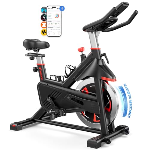 Produktbild: merach heimtrainer fahrrad mit magnetischem widerstand, leise, sitzpolster, bis 136kg