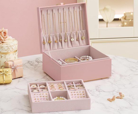 SONGMICS Schmuckkästchen 2 Ebenen - Aufbewahrung für Schmuck