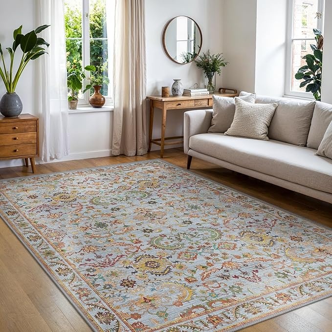boho teppich 200x290cm waschbar rutschfest kurzflor vintage beimo wohnzimmer schlafzimmer küche