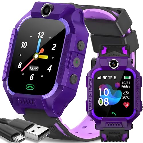 retoo smartwatch kinder mit gps, kamera, sim, touchscreen, ab 3 jahre, lila